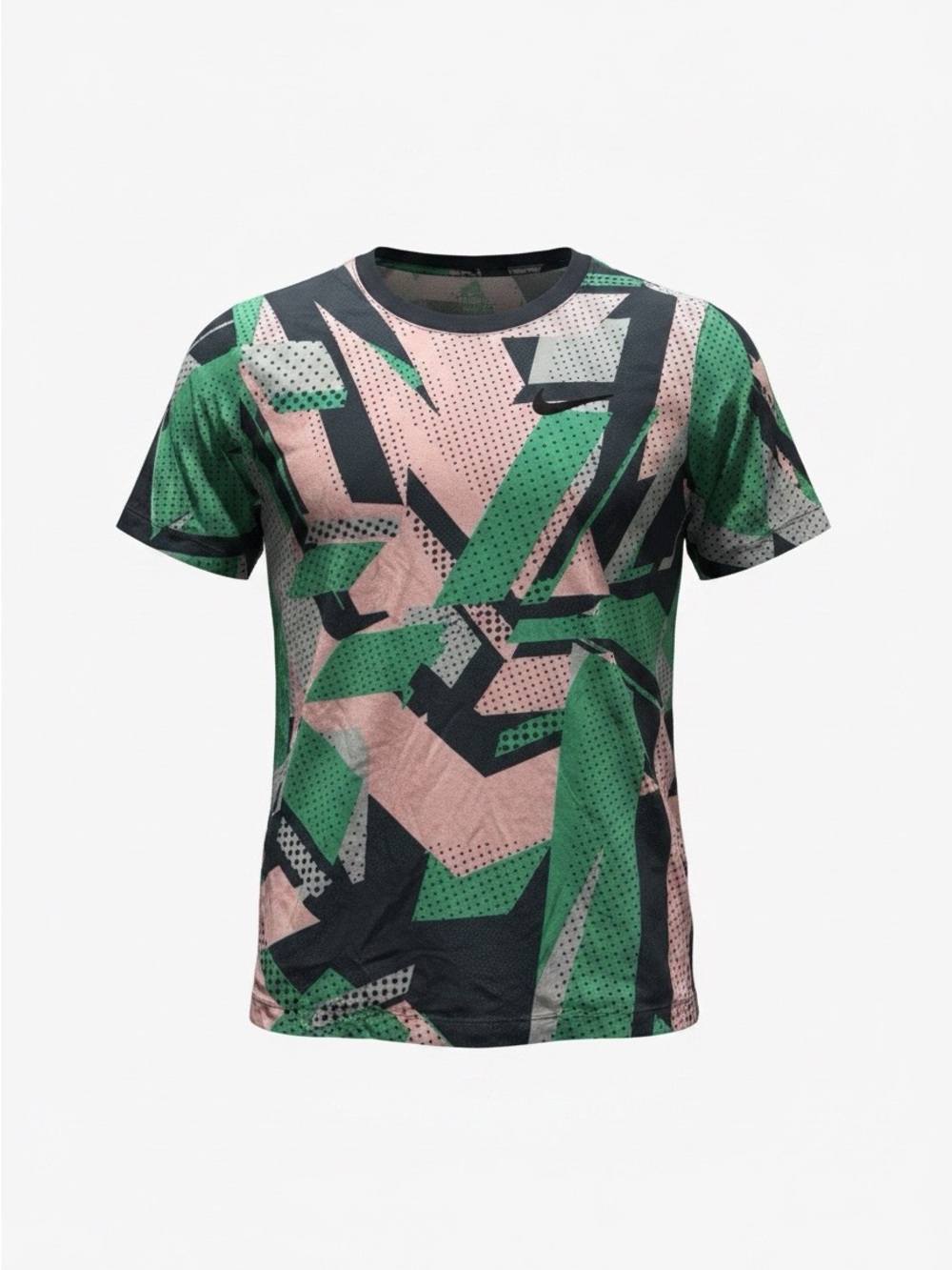 Nike Men’s Green & Pink Geo Short Sleeve Performance Tee